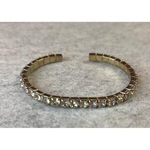 Vintage Styke Gold-tone Cuff Rhinestone Bracelet